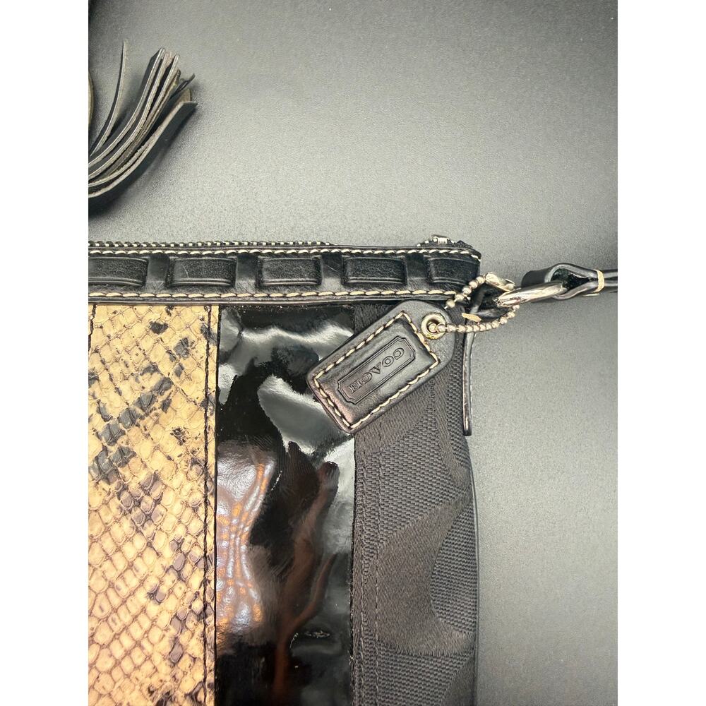 Vintage Coach Hamptons 10266 Swingpack Bag Womens Black Python Leather Crossbody - Picture 5 of 15